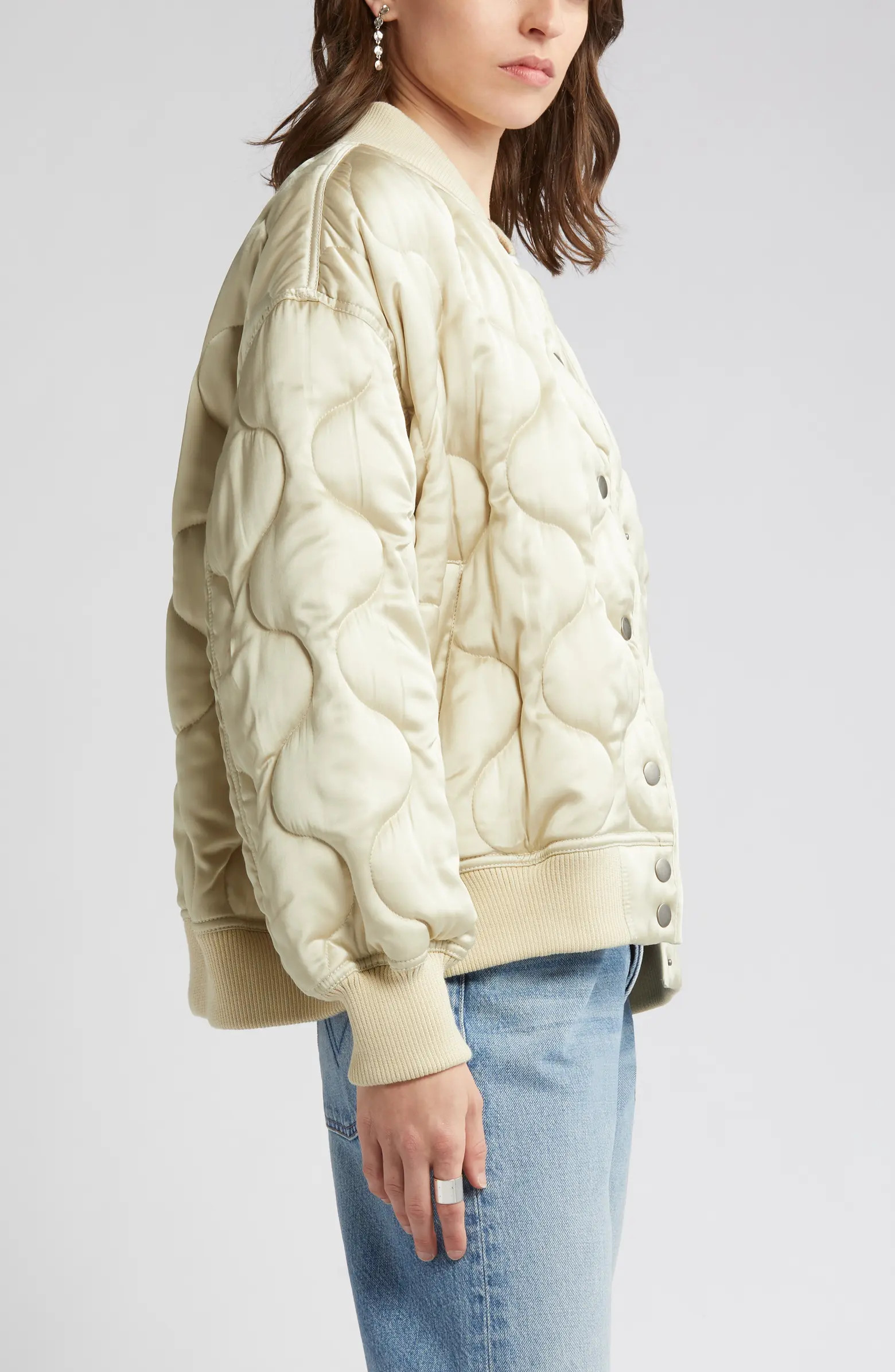 Oversize Quilted Satin Bomber Jacket | Nordstrom