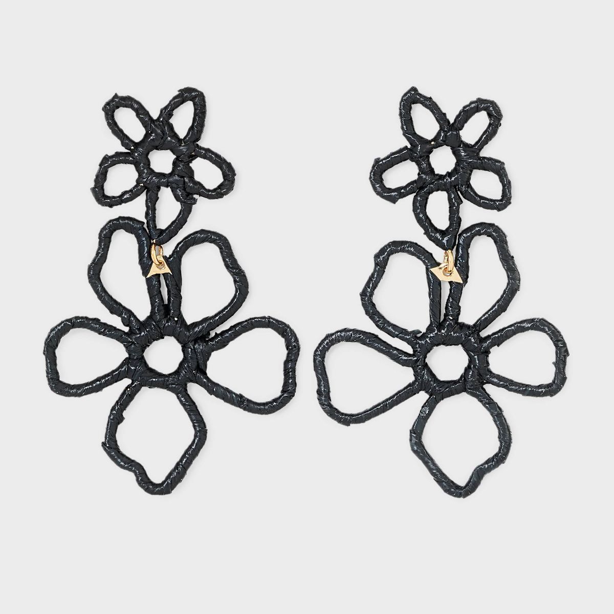 Post Two Flower Rafia Hollow Earrings - A New Day™ Black | Target