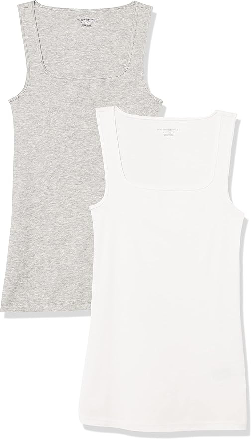 Amazon Essentials Women's Slim Fit Square Neck Tank, Pack of 2 | Amazon (US)