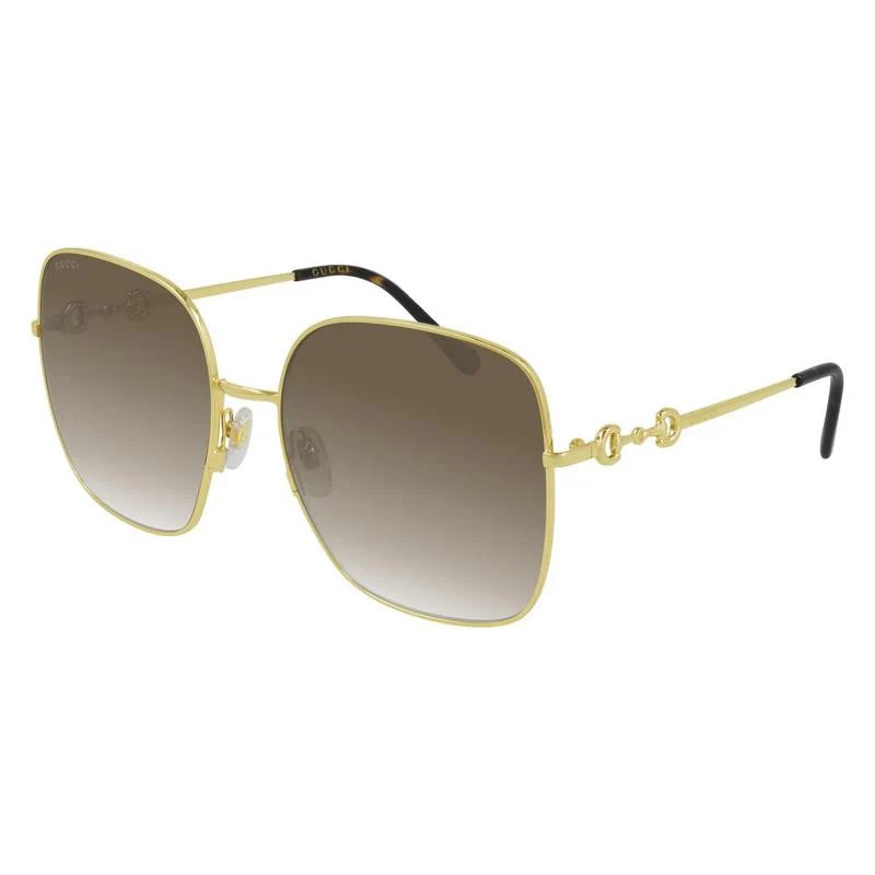 Women's Gucci Gg0879S 002 Sunglasses in Gold | Size 61 | LOZURI