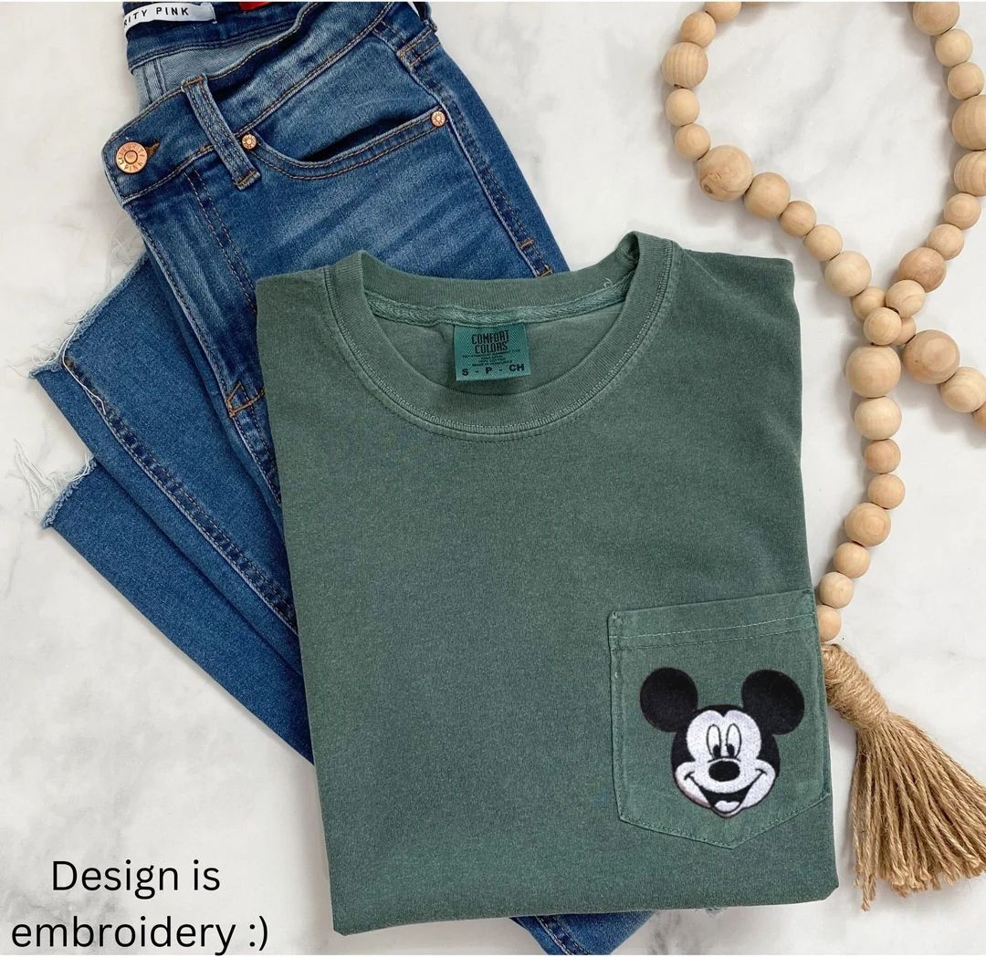 Vintage Mickey Mouse Comfort Colors Pocket Tee, Disney Comfort Colors Shirt | Etsy (US)