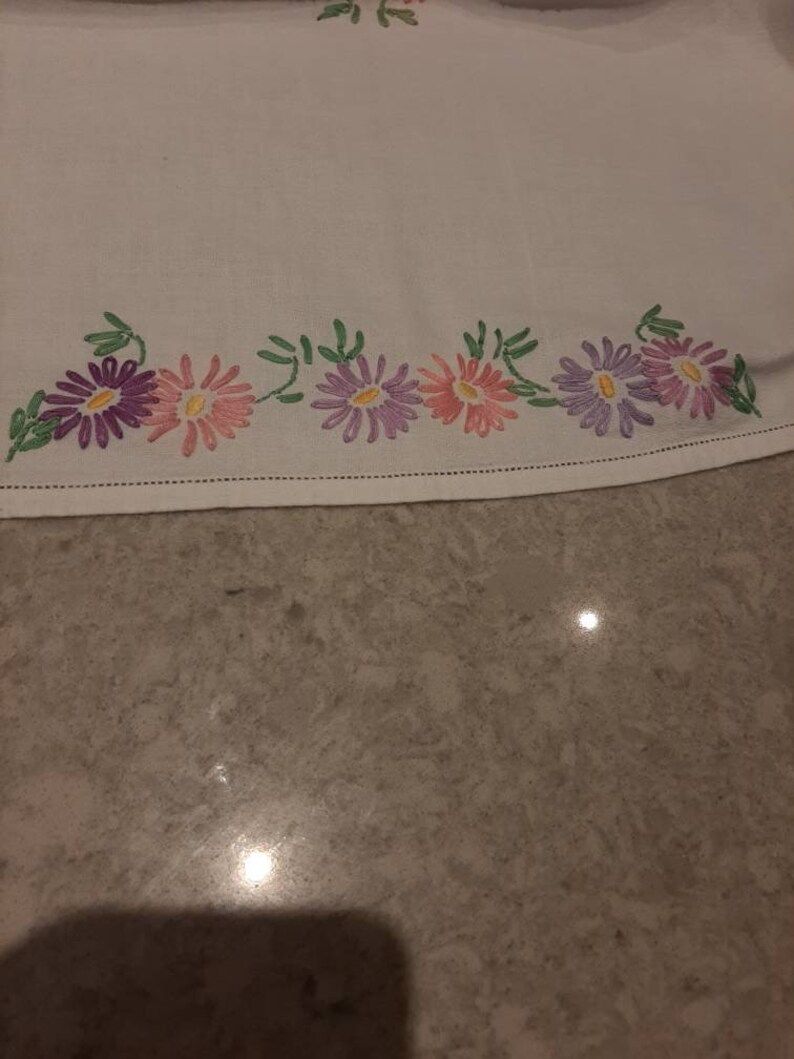 Vintage Embroidery linen tablecloth | Etsy (US)