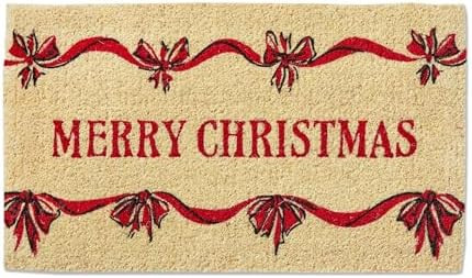 tag Merry Christmas Bows Coir Door Mat - Natural Coir Doormat in Red, 30" x 17" x 1" - Easy to Cl... | Amazon (US)