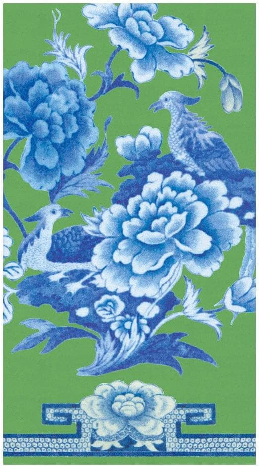 Caspari Green And Blue Plate Guest Towel Napkins - 15 Per Package | Amazon (US)
