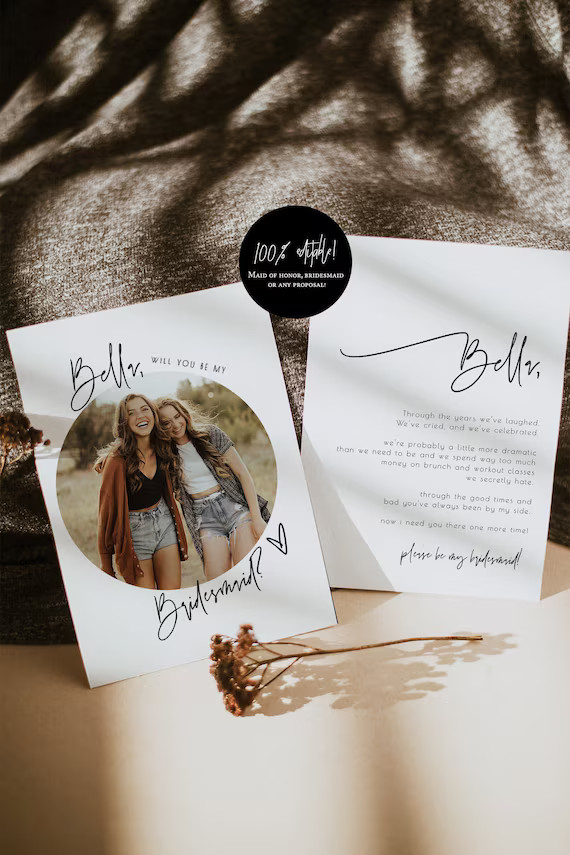 Photo Bridesmaid Proposal Card Template, Printable Will You Be My Bridesmaid, Editable Maid Of Ho... | Etsy (US)