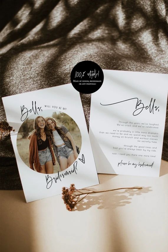 Photo Bridesmaid Proposal Card Template, Printable Will You Be My Bridesmaid, Editable Maid Of Ho... | Etsy (US)