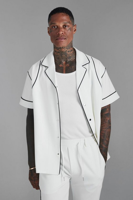 Boxy Western Piping Shirt | boohooMAN (DE, IE & UK)