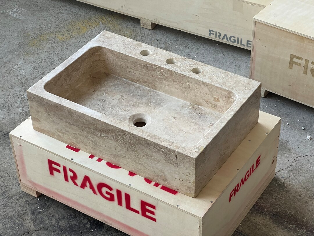 Travertine Rectenghlar Marble Sink Travertine Stone Sink - Etsy | Etsy (US)