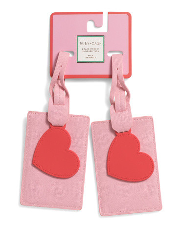 2pk Luggage Tags With Heart Charms | TJ Maxx