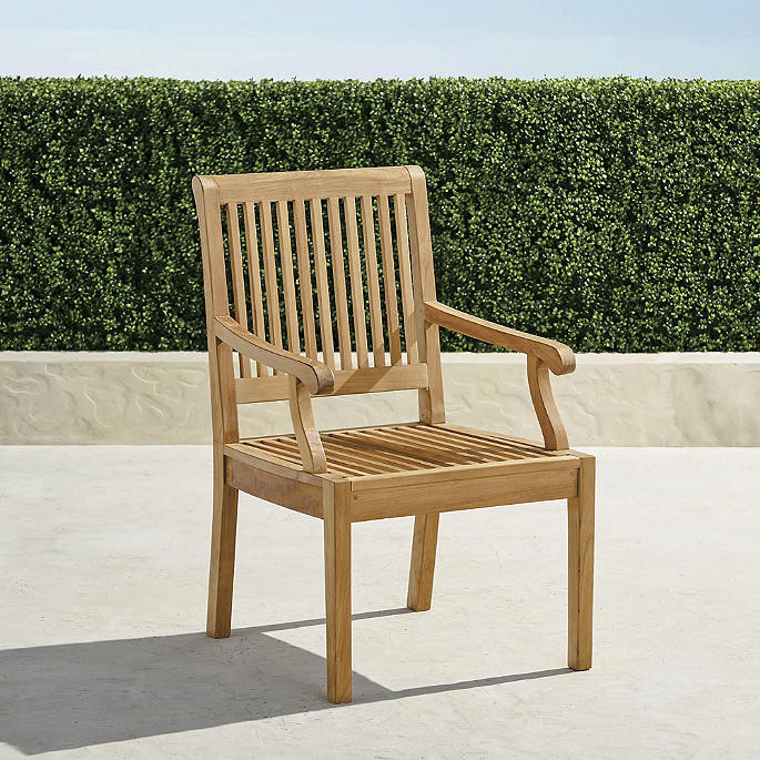 Cassara Teak Dining Arm Chairs in Natural Finish, Set of Two | Frontgate | Frontgate