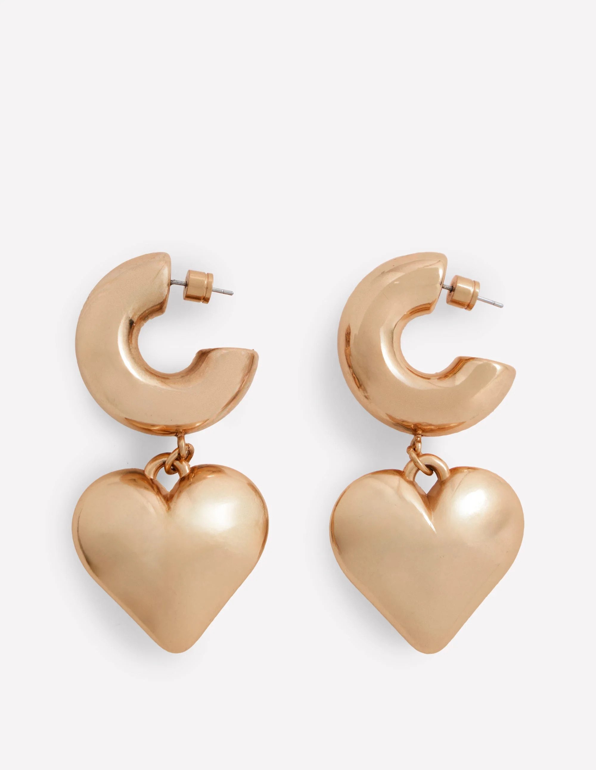 Chunky Heart Hoop Earrings-Gold Colour | Boden (US)