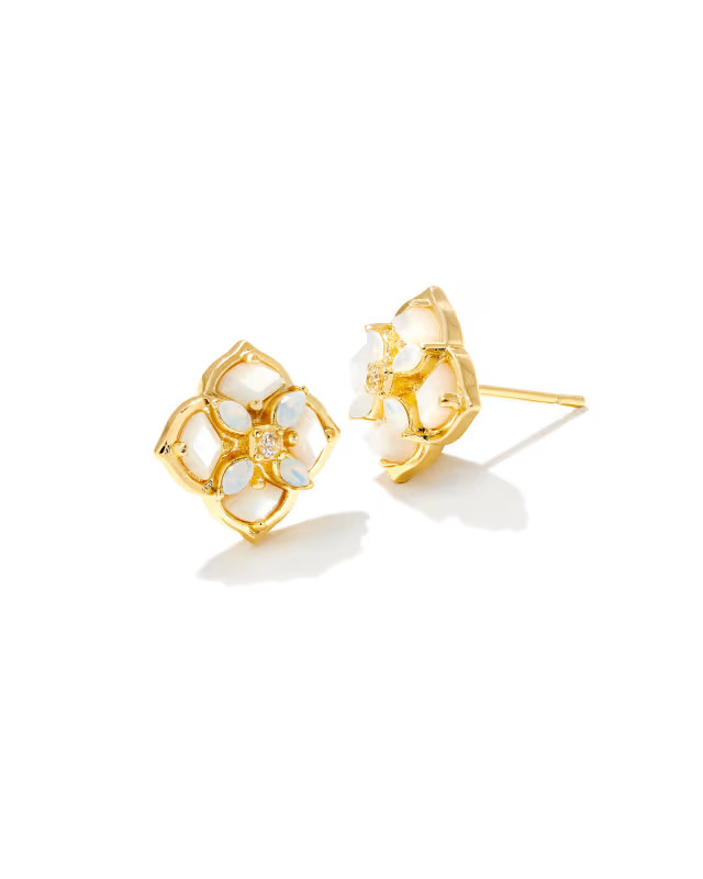 Dira Stone Gold Stud Earrings in Ivory Mix | Kendra Scott