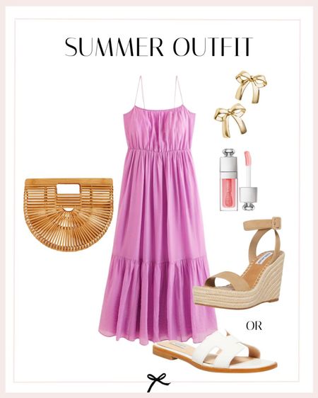 Summer outfit idea. I'm loving this midi dress and cute tote. 

#LTKstyletip #LTKSeasonal #LTKFind