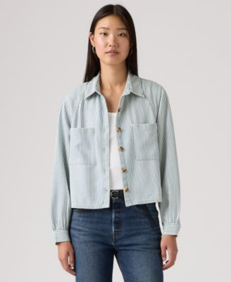 Women's Tini Long-Sleeve Hadley Stripe Utility Shirt | Macy's