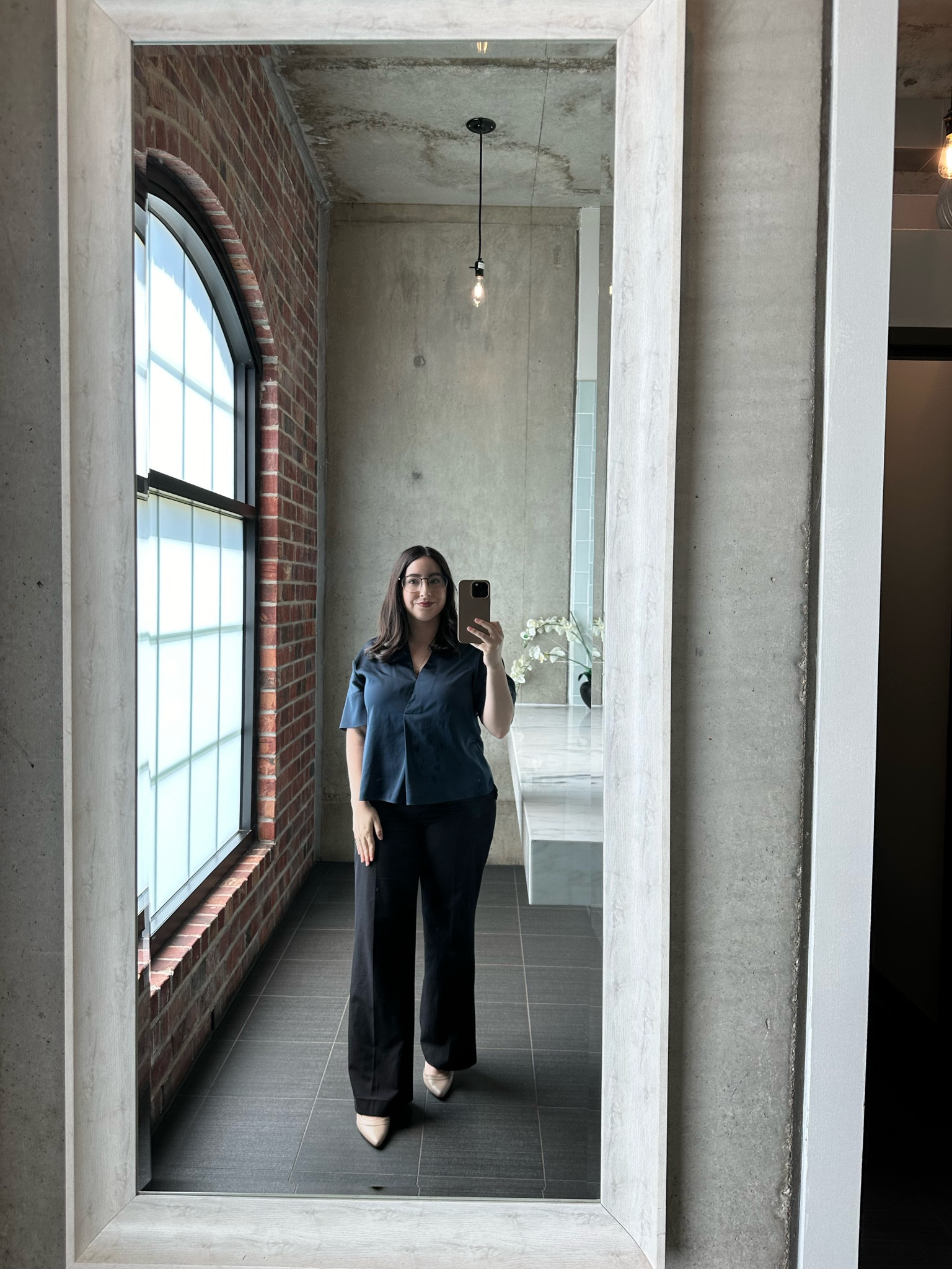 Workwear | Office Outfit Inspo | black slacks, navy blue satin blouse, nude heels, petite style

#LTKWorkwear #LTKFindsUnder100 #LTKFindsUnder50