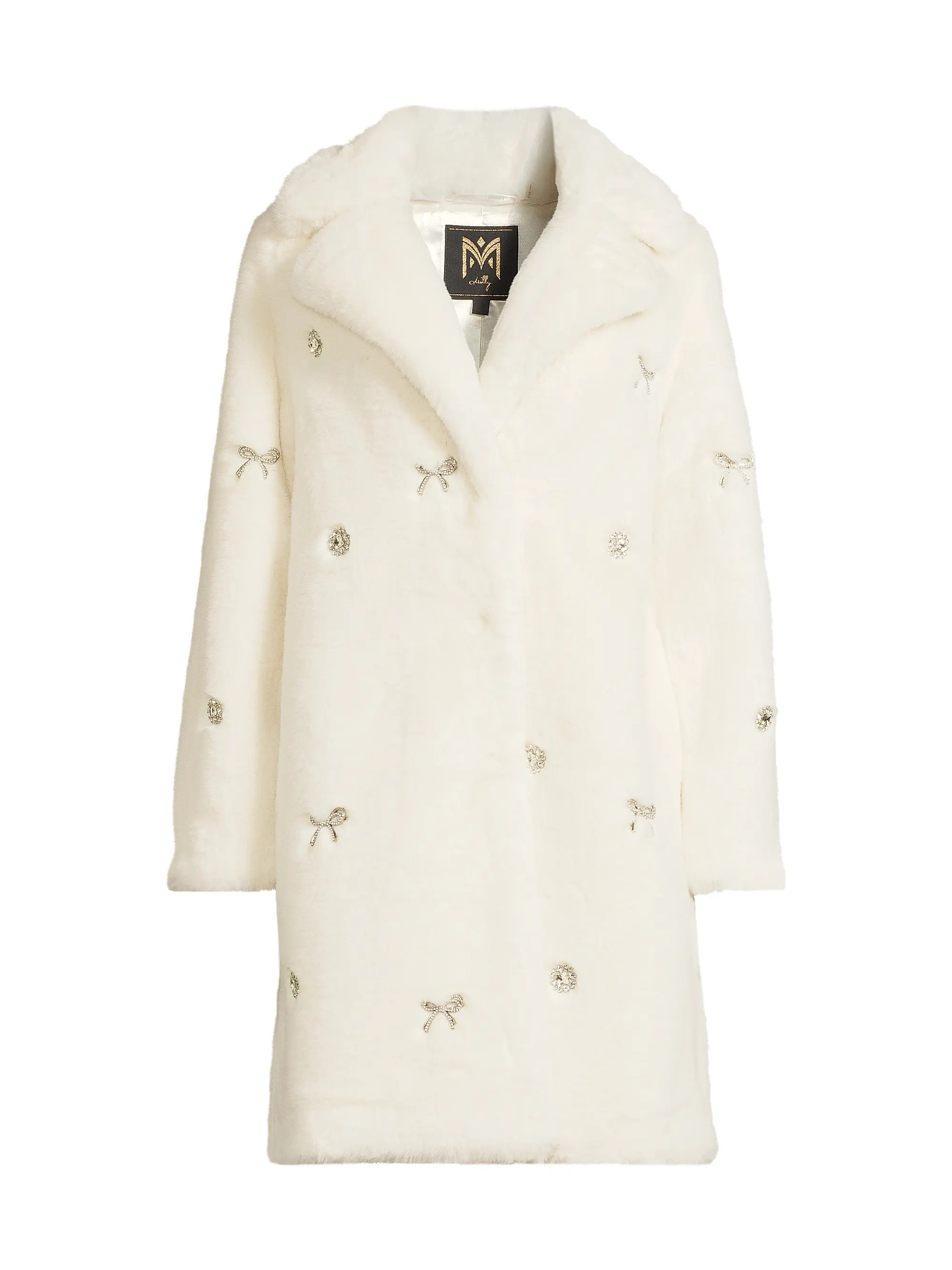 Jewel-Trimmed Faux Fur Coat | Saks Fifth Avenue