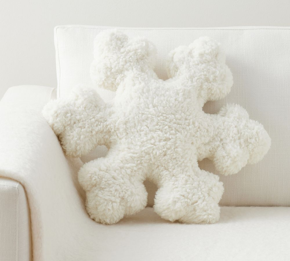 Sherpa Snowflake Shaped Pillow, 18x18x2&amp;quot;, Ivory | Pottery Barn (US)