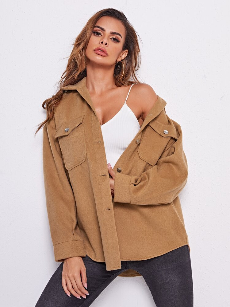 SHEIN Cappotto con spalle cadenti con bottone | SHEIN