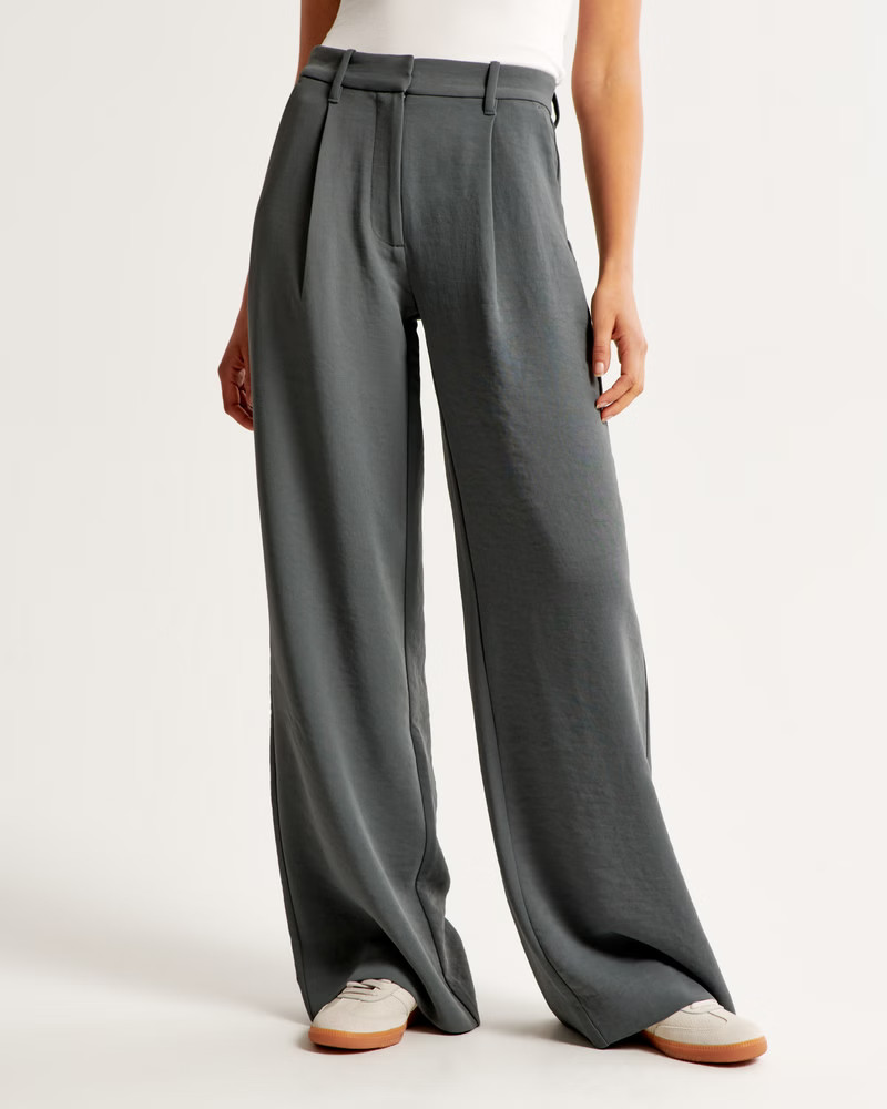 Premium Crepe Tailored Ultra Wide-Leg Pant | Abercrombie & Fitch (US)