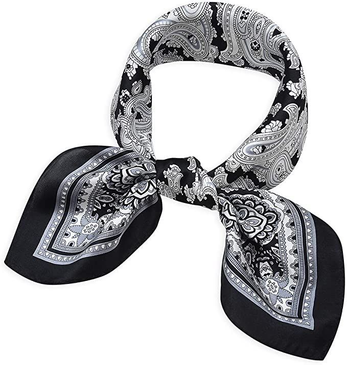 21 x 21 100% Real Mulberry Women Silk Small Square Neck Scarfs Satin Bandana | Amazon (US)