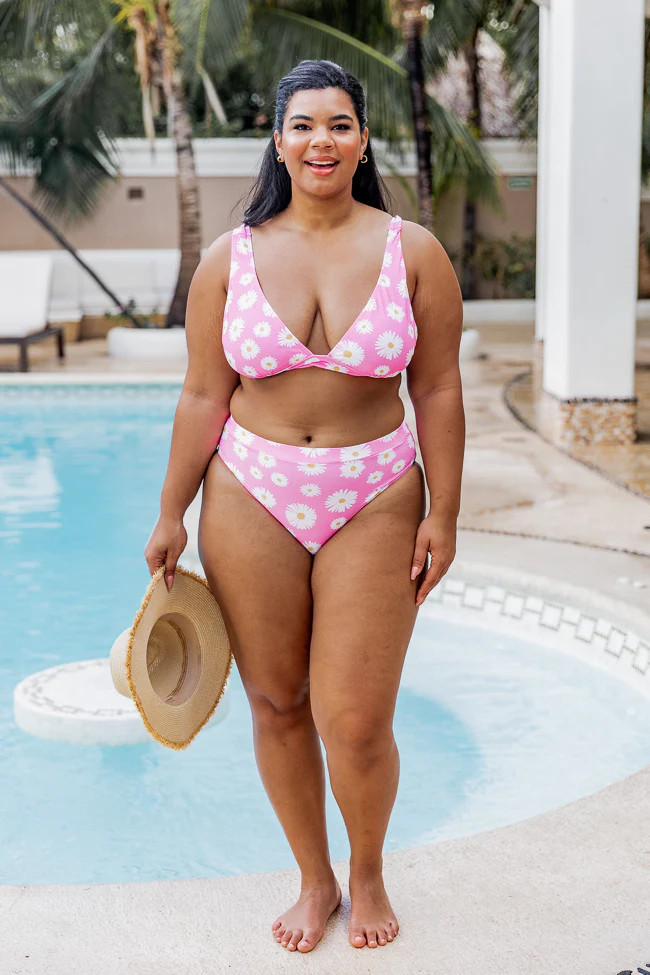 Captivating Sun Pink Daisy High Waisted Bikini Bottoms FINAL SALE | Pink Lily