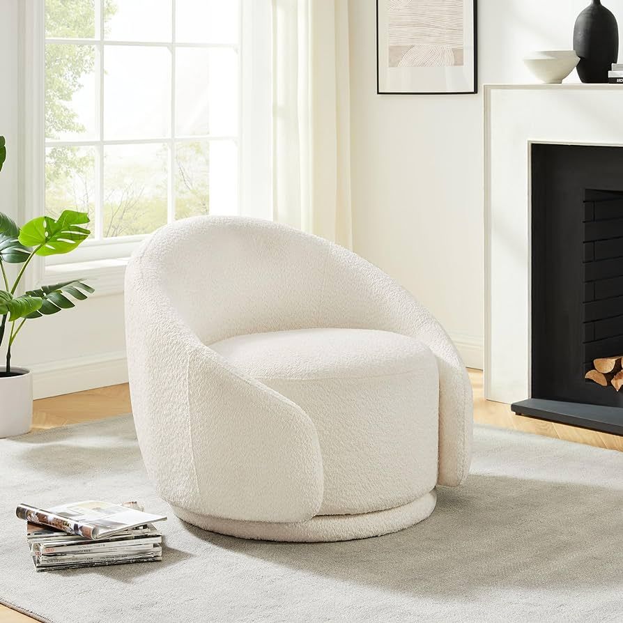 VANOMi Swivel Barrel Chair, Upholstered Modern Round Accent Arm Chairs, 360° Swivel Single Sofa ... | Amazon (US)