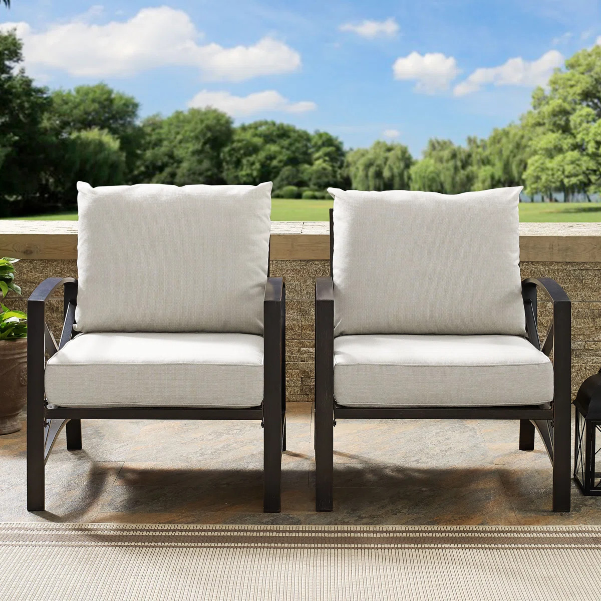 Mosier Powder Coated Steel Outdoor Lounge Chair (Set of 2) | Wayfair North America