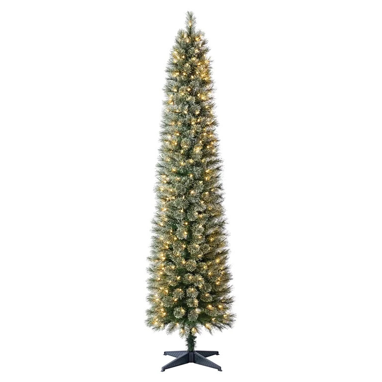 7' Pre-Lit Shelton Cashmere Pencil Fir Green Artificial Christmas Tree with 300 Warm White LED Li... | Walmart (US)