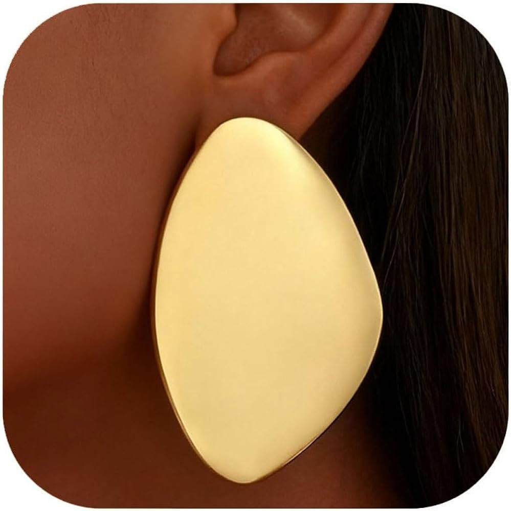Gold Statement Earrings for Women Chunky Gold Earrings Big Chunky Irregular Geometric Drop Dangle... | Amazon (US)