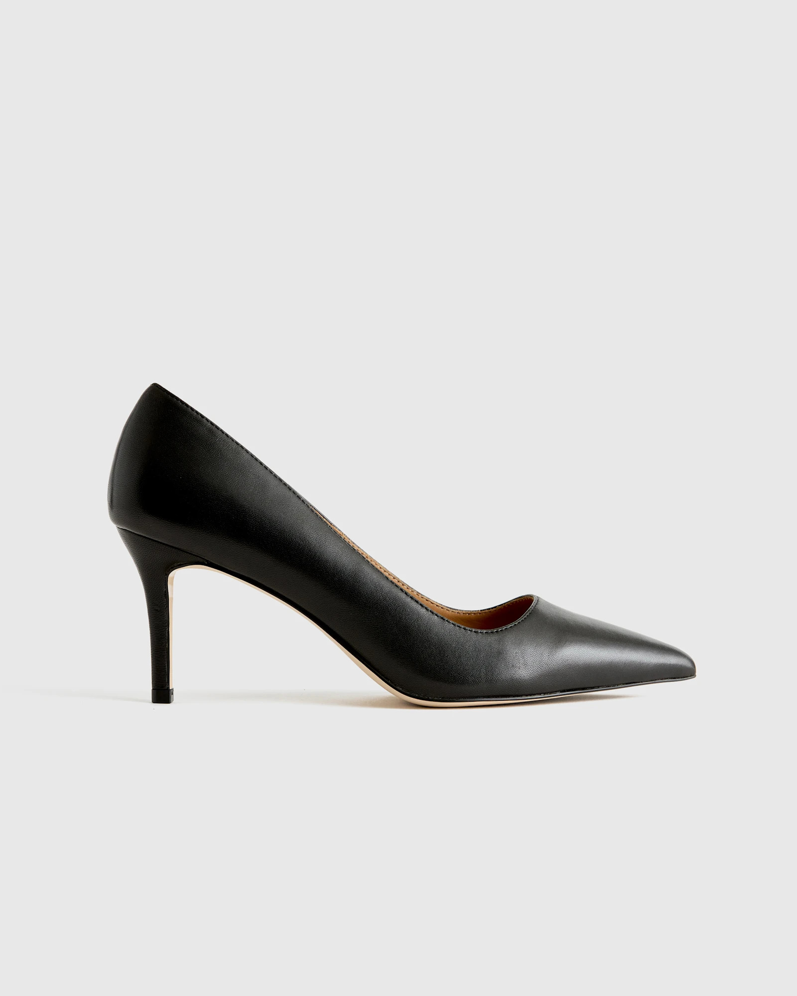 Italian Leather 75mm Pointy Toe Pump in Black | Quince