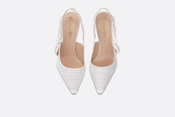 J'Adior Slingback Pump White Cotton Embroidered with Silver-Tone Strass | DIOR | Dior Beauty (US)