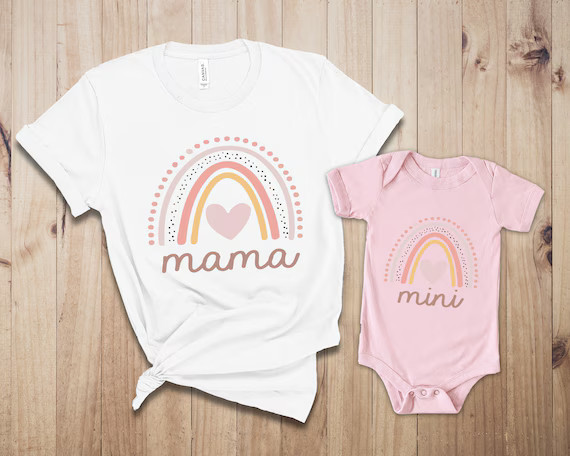 Mama Mini Rainbow Matching Shirt, Mommy and Me Shirts, Mommy Daughter Shirts Set, New Mom Gift , ... | Etsy (US)