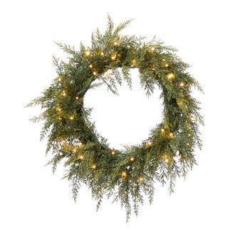 CANVAS Pre-Lit Ashford Cedar Wreath, 24-in | Canadian Tire