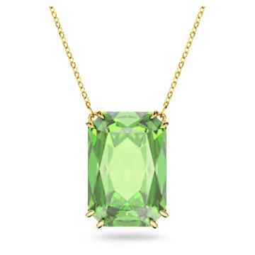 Millenia pendant, Octagon cut, Green, Gold-tone plated by SWAROVSKI | SWAROVSKI