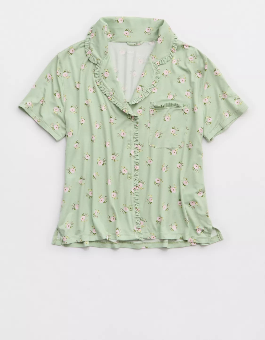 Aerie Real Soft® Ruffle Pajama Shirt | American Eagle Outfitters (US & CA)