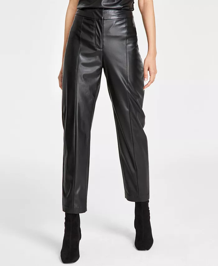 DKNY Women's Faux-Leather Front-Seam Skinny Pants - Macy's | Macy's