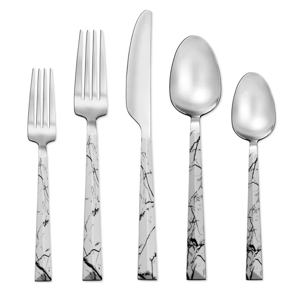Dali Marble 20 Piece Flatware Set, Service for 4, White | Wayfair North America