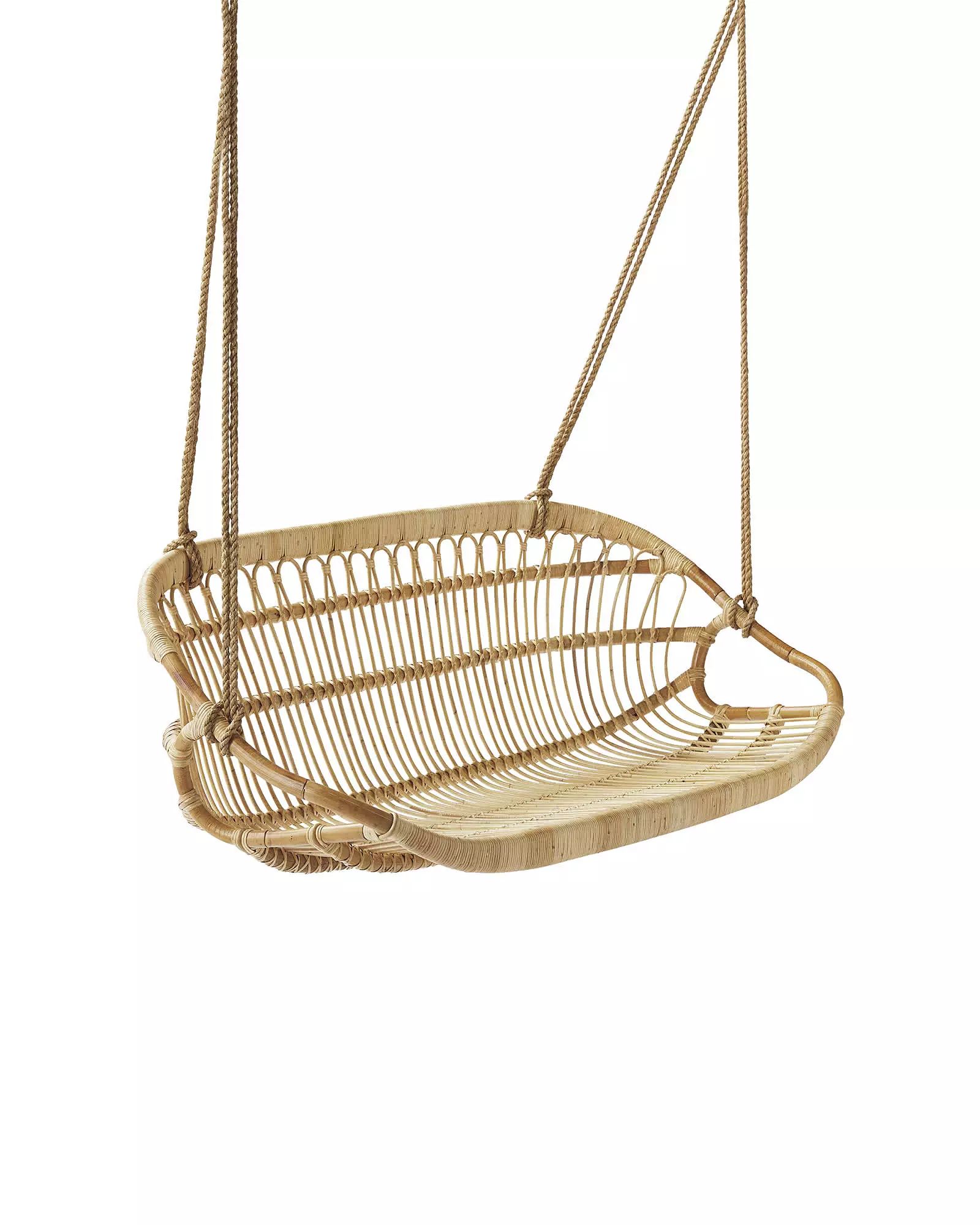 Hanging Rattan Bench | Serena and Lily