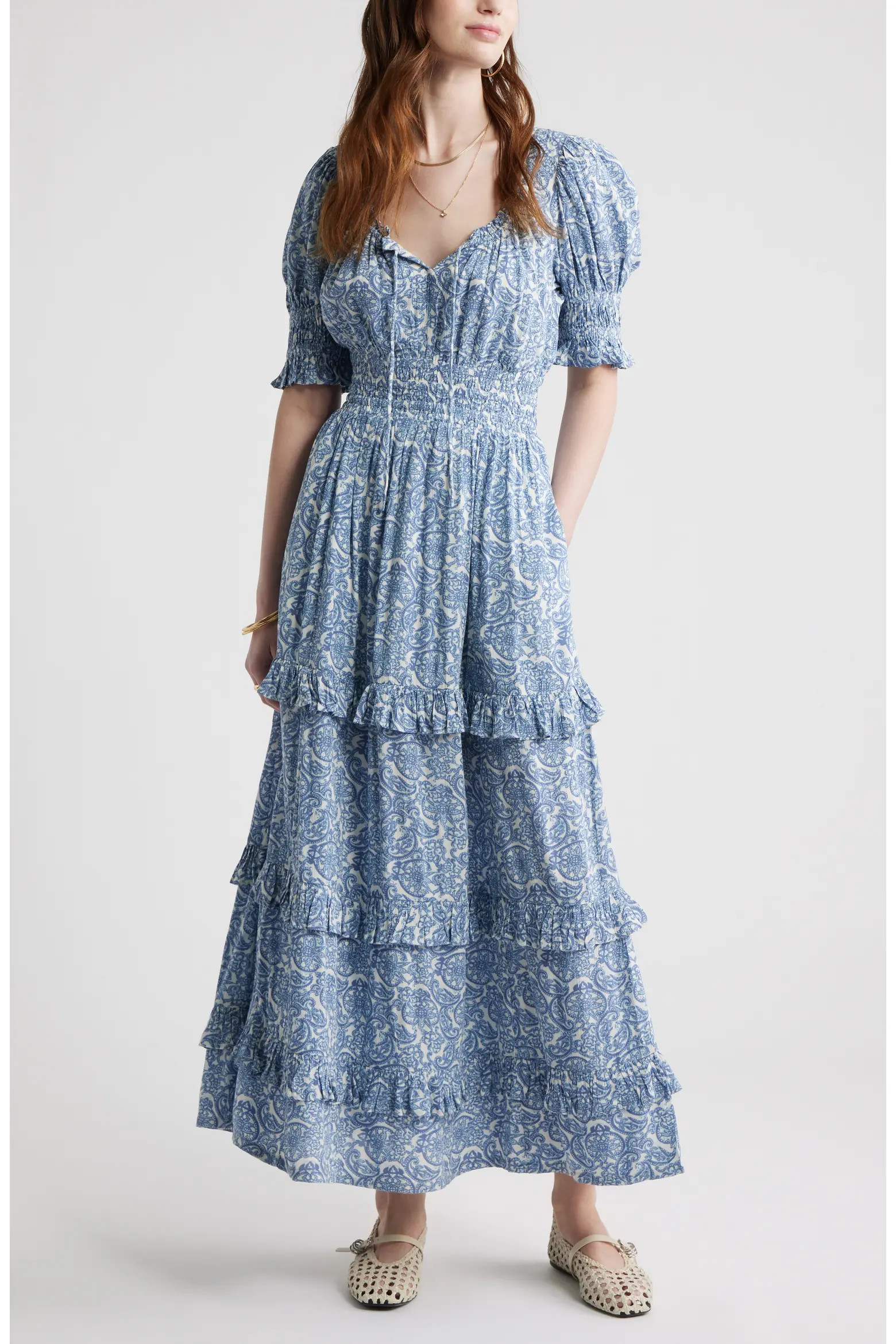 Smock Waist Ruffle Trim Tiered Maxi Dress (Women) | Nordstrom | Nordstrom