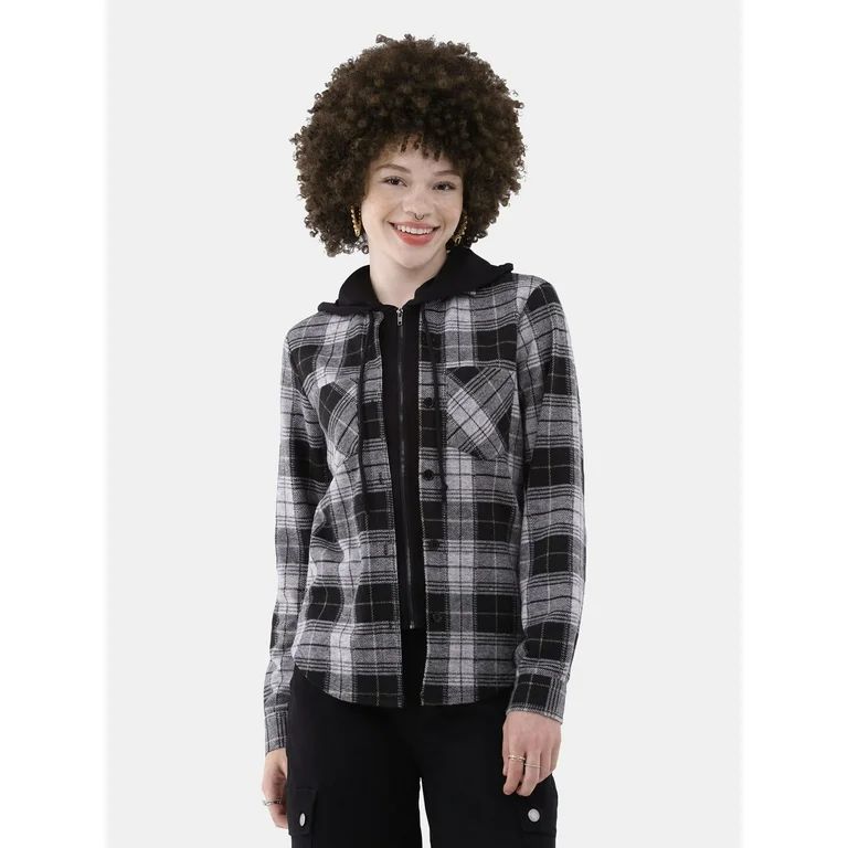 No Boundaries Women's Plaid Shirt - Walmart.com | Walmart (US)