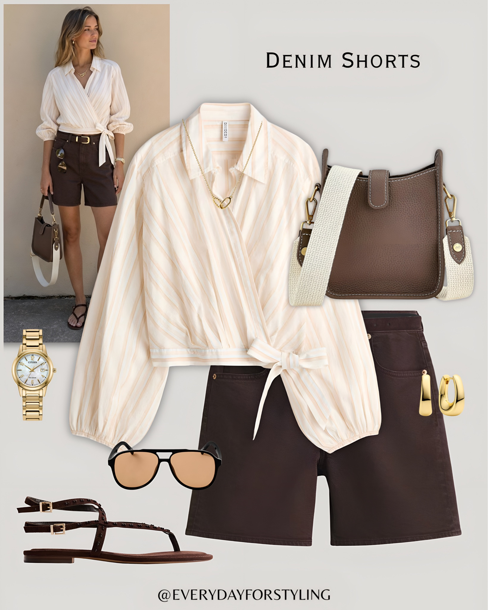 Cream wrap shirt, chocolate shorts and brown crossbody — soft, warm and effortlessly elegant 🧉

denim shorts outfit ideas 2026, how to style denim shorts, grey longline denim shorts, white denim shorts outfit, blue denim shorts summer, chocolate shorts outfit, denim shorts and shirt look, knotted tank denim shorts, elevated denim shorts style, chic summer shorts outfits, European summer casual look, quiet luxury casual summer, denim shorts women 2026, summer outfit inspo women, effortless summer dressing, smart casual shorts outfit, neutral summer outfits, affordable summer fashion, denim shorts styling tips, everydayforstyling

#DenimShortsOutfits, #SummerShortsStyle2026, #ChicDenimLooks, #SummerStyling, #SummerOutfitInspo2026​​​​​​​​​​​​​​​​

#LTKTravel #LTKootd #LTKSeasonal