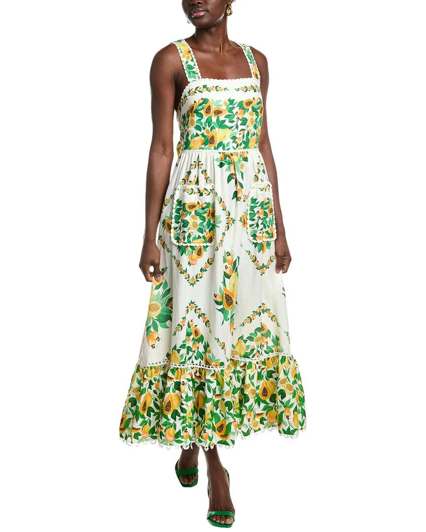 FARM Rio Papaya Salad Scarf Linen-Blend Maxi Dress | Shop Simon