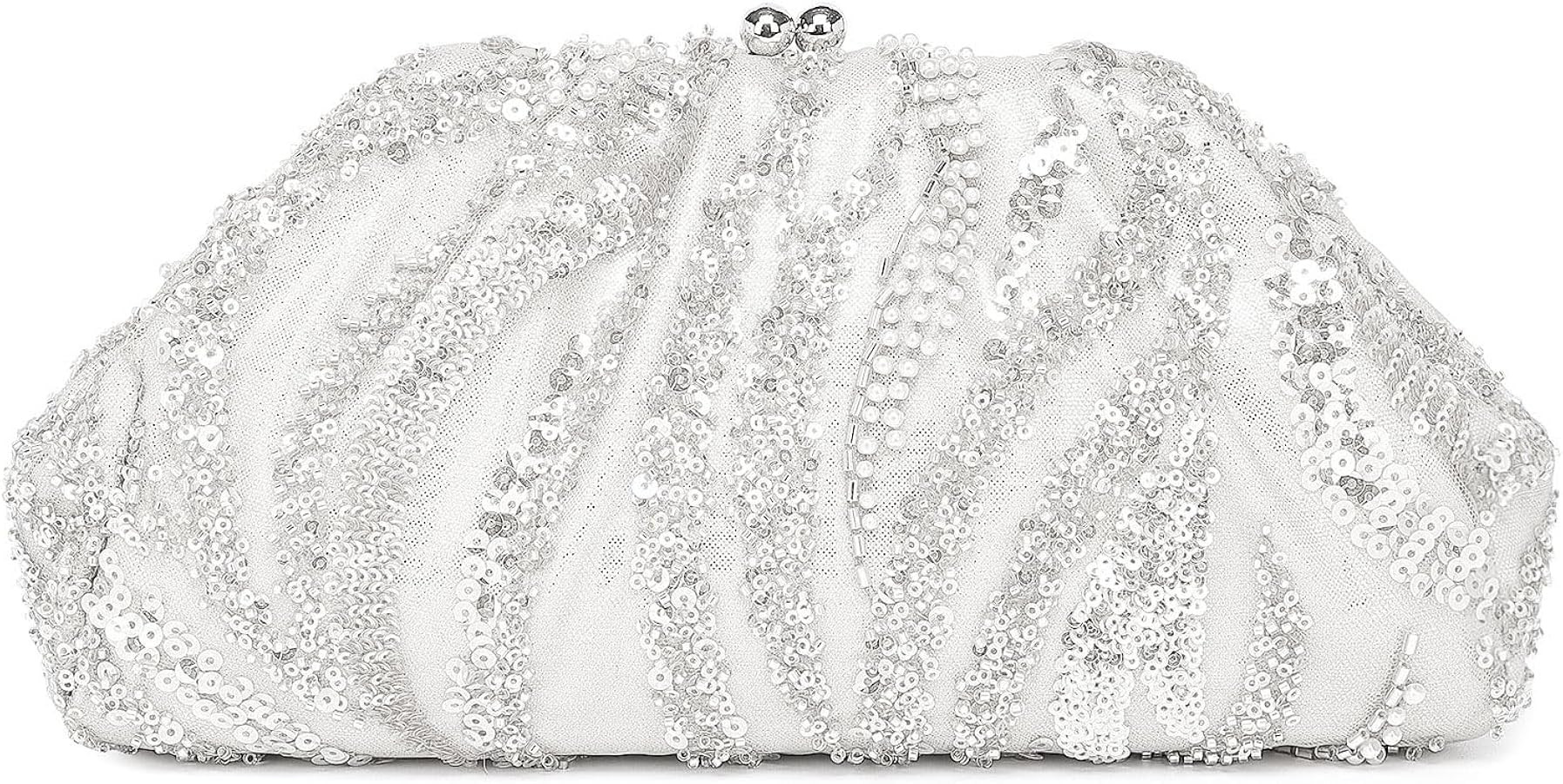 Designer Clutch Purses for Women Formal Evening Bag and Dumpling Handbag for Wedding Bridal Prom | Amazon (US)