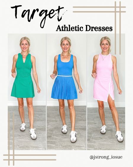 Athletic dresses from Target all have built in shorts, double lined, stretchy, and removable padding. Wear all summer long for exercising, playing tennis or pickle ball, going to an amusement park, or playing with your kids outside. More colors available! 

#LTKStyleTip #LTKFindsUnder50