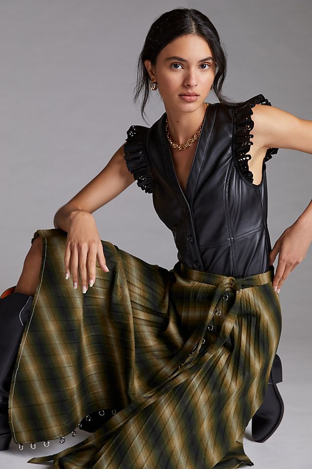 Ruffled Faux Leather Blouse | Anthropologie (US)