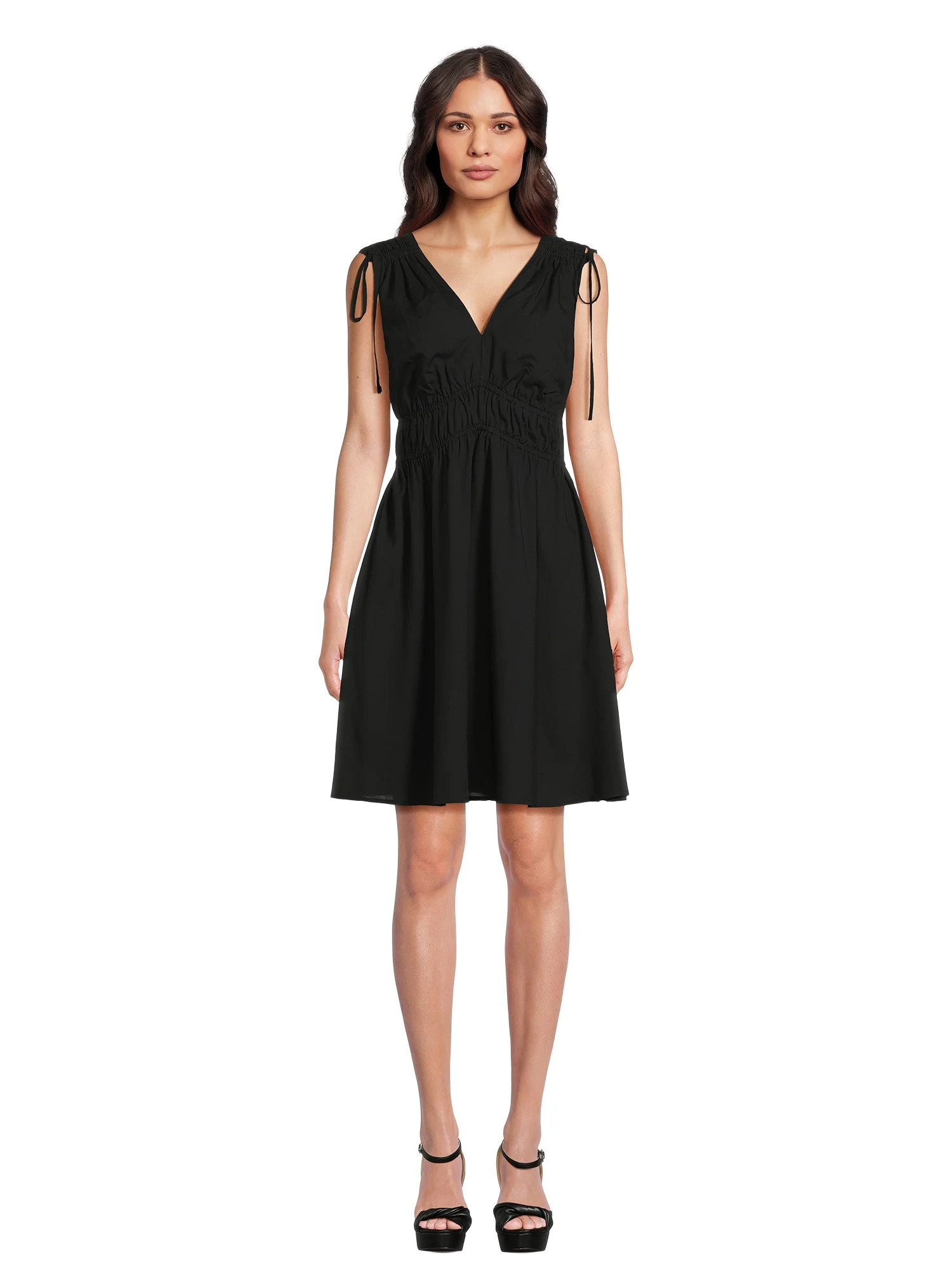 Time and Tru Women's Tie Shoulder Mini Dress, Sizes XS-XXXL | Walmart (US)