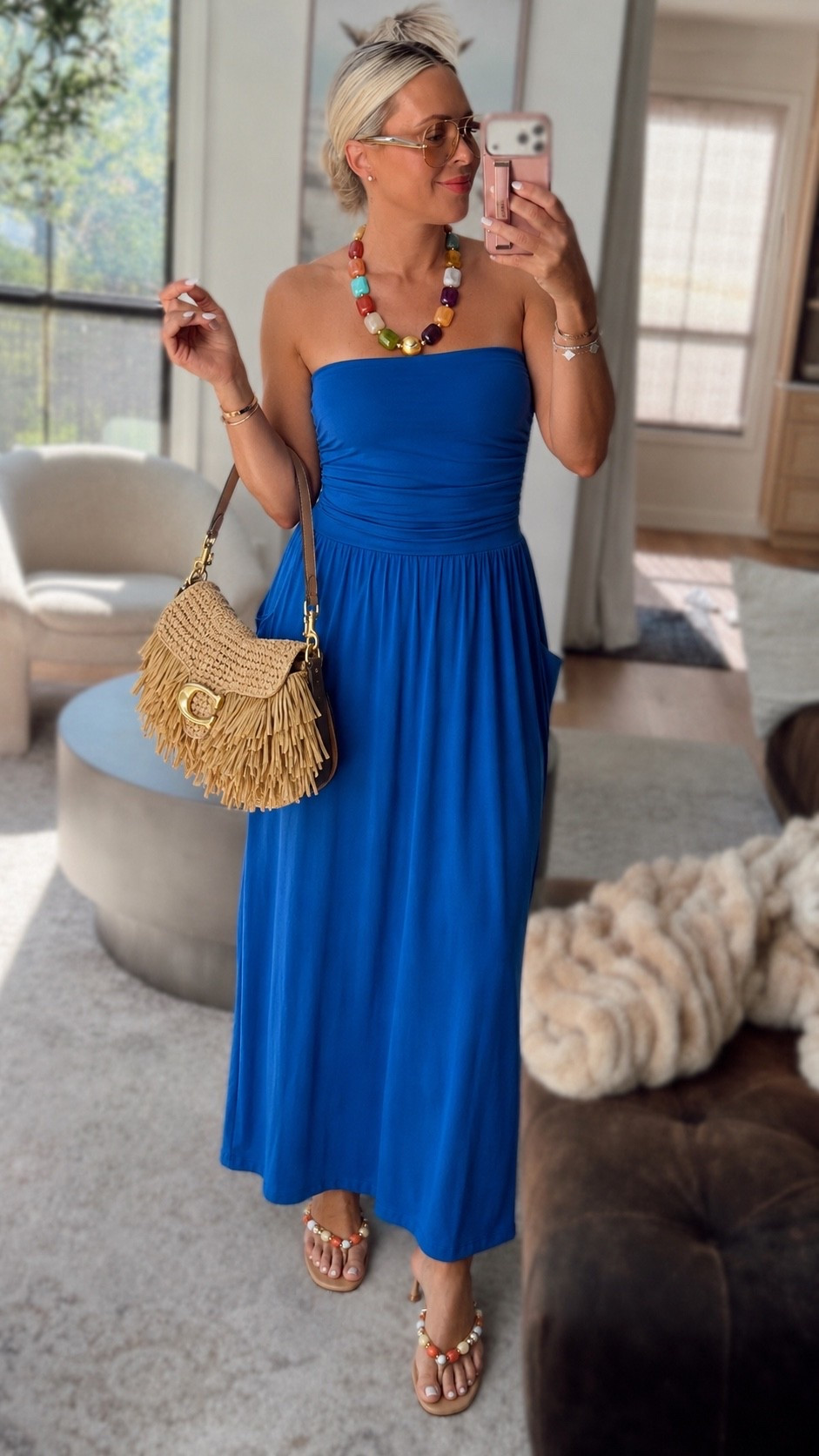 This Amazon dress is giving major Free People vibes 💙 Such a good look for less! I love the flattering strapless fit, the gorgeous cobalt blue color, and how easy it is to dress up with colorful accessories or keep casual with sandals. It has pockets too, which makes it even better. Everything is linked!

Amazon dress. Free People look for less. Strapless maxi dress. Summer dress. Vacation outfit. Resort wear. Beach vacation. Cobalt blue dress. Summer fashion. Vacation style.

#LTKSeasonal #LTKootd