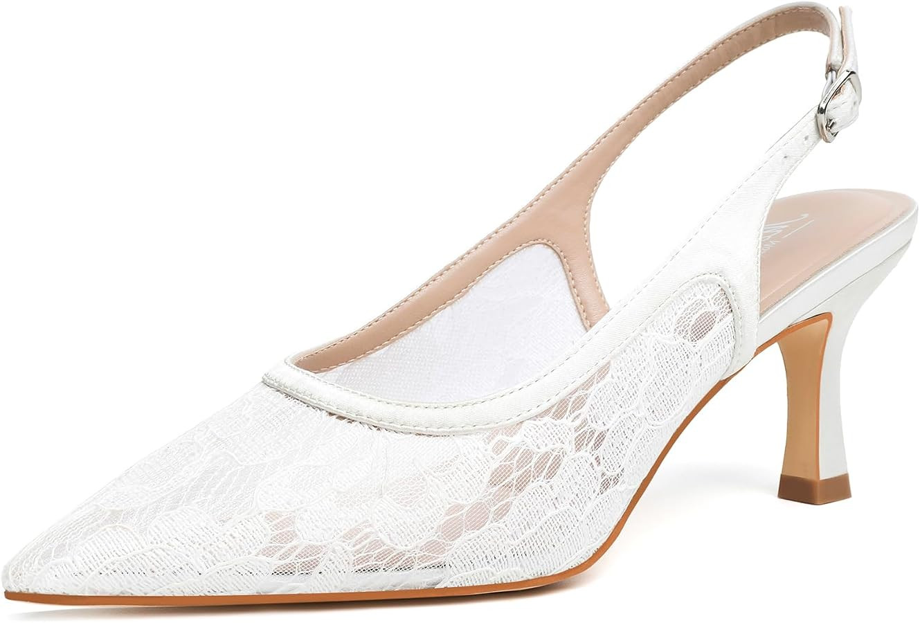 Mostrin Kitten Heels for Women Slingback Pointed Closed Toe Heels Women's Pumps Shoes for Wedding... | Amazon (US)