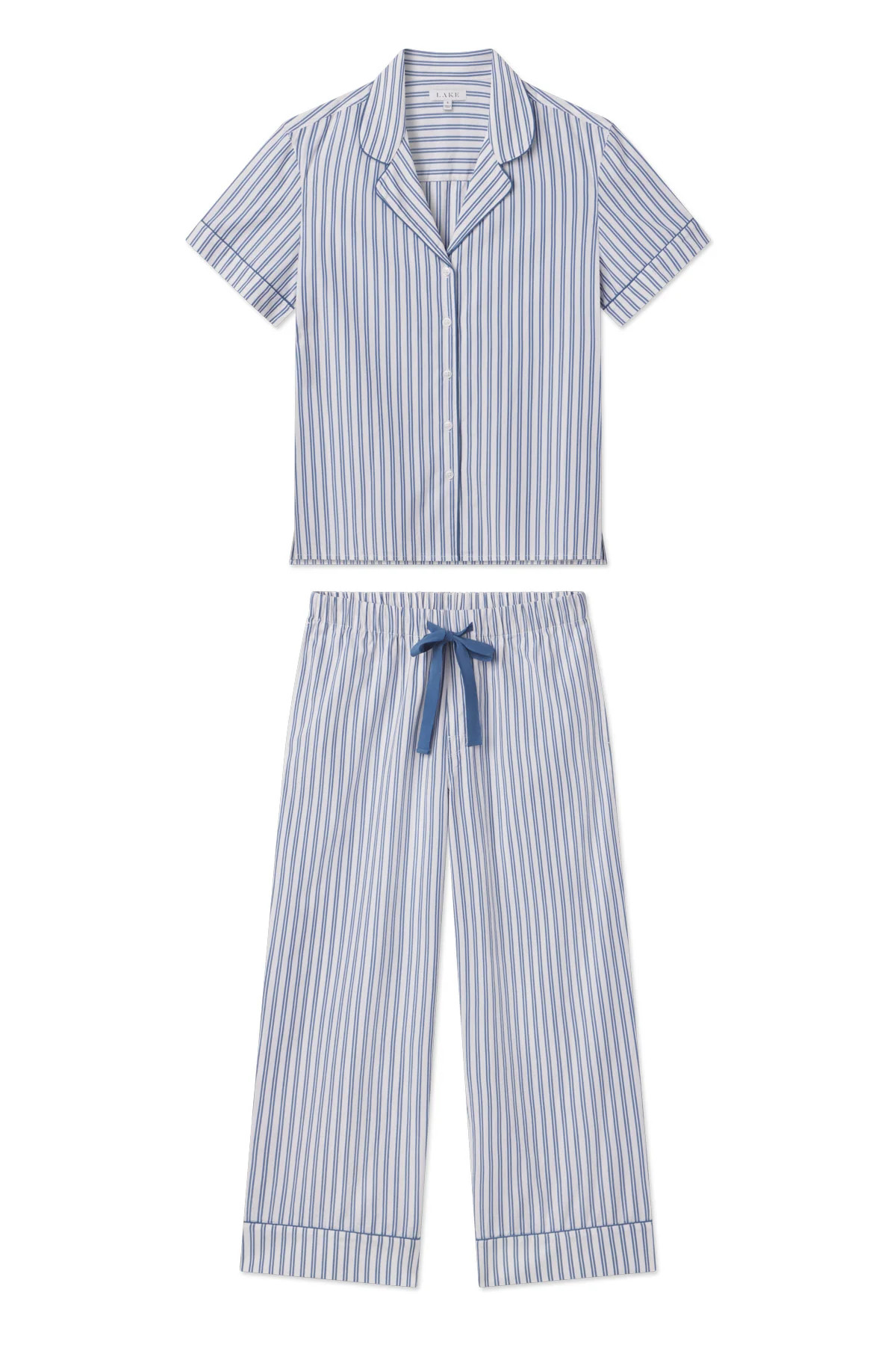 Poplin Chloe Pajama Set in Seaport Shoreline Stripe | Lake Pajamas