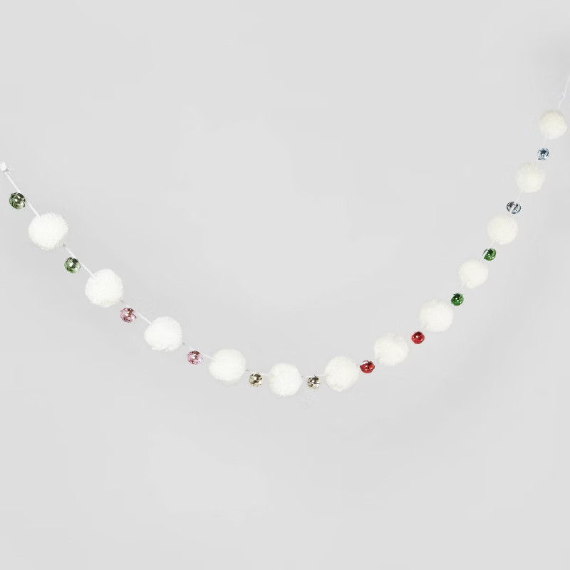 6' Yarn Pompom Garland with Multicolor Bells - Wondershop™ | Target